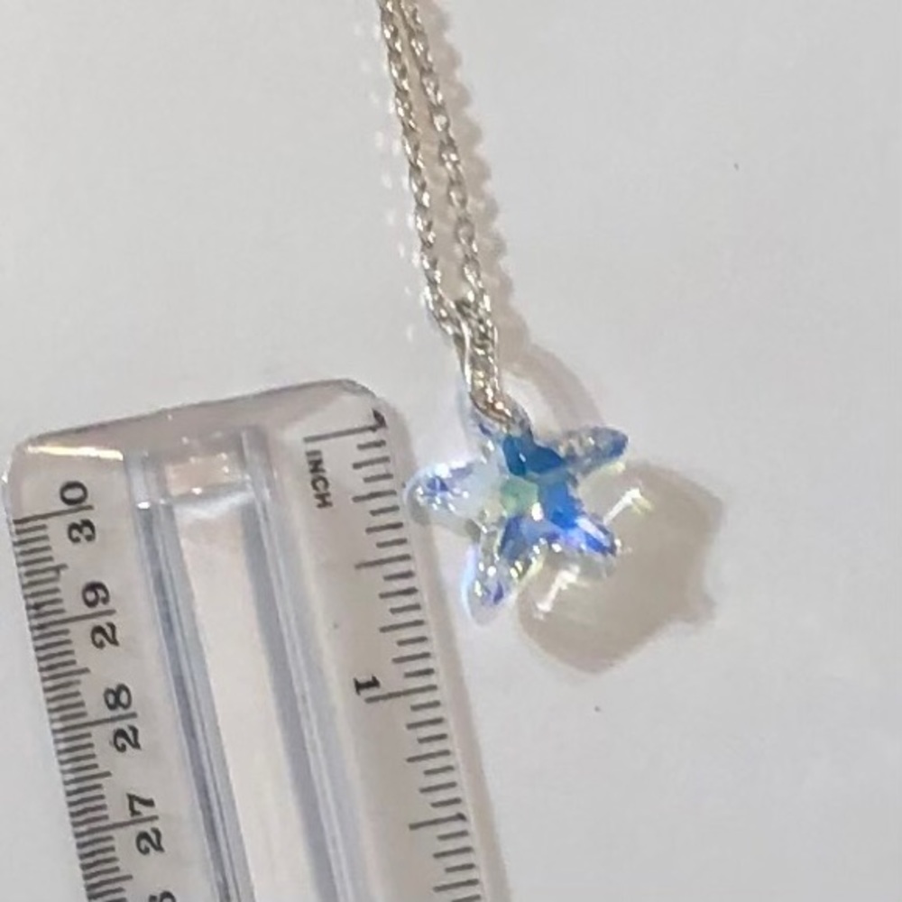 Peruvian 925 Silver Necklace w/Crystal Start Fish - Picture 6 of 8